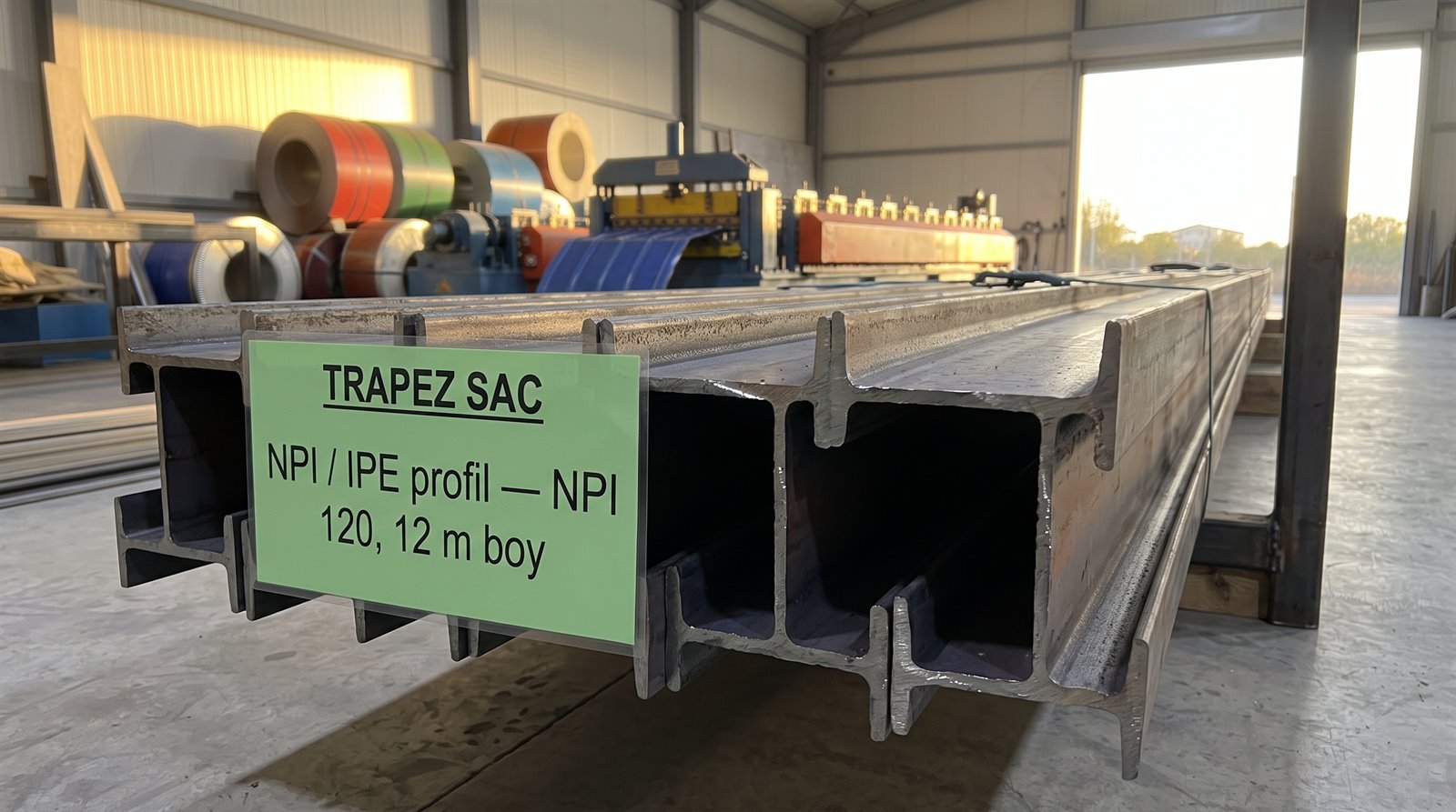 NPI / IPE profil NPI 120, 12 m boy, üretim sahasında paket